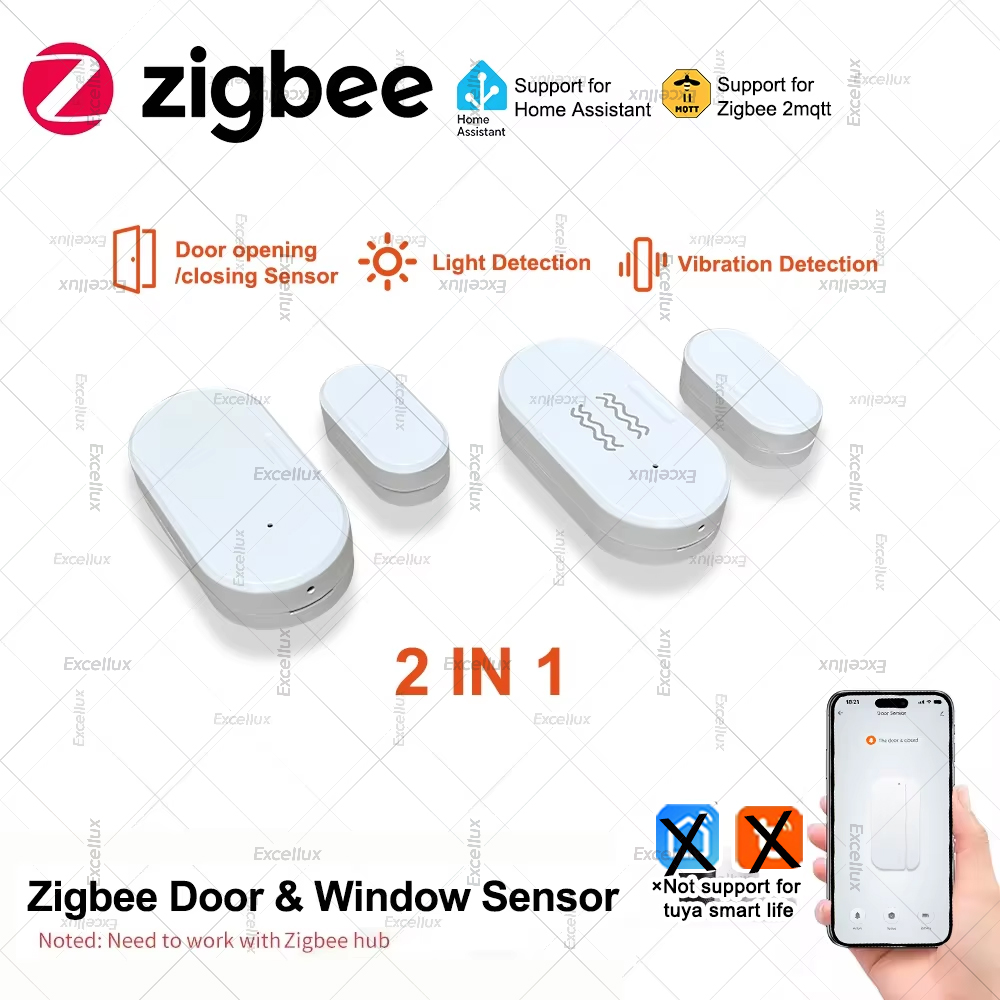 Home Security Alarm - Zigbee 3.0 Kapı Pencere Sensörü Parlaklık/Titreşim
