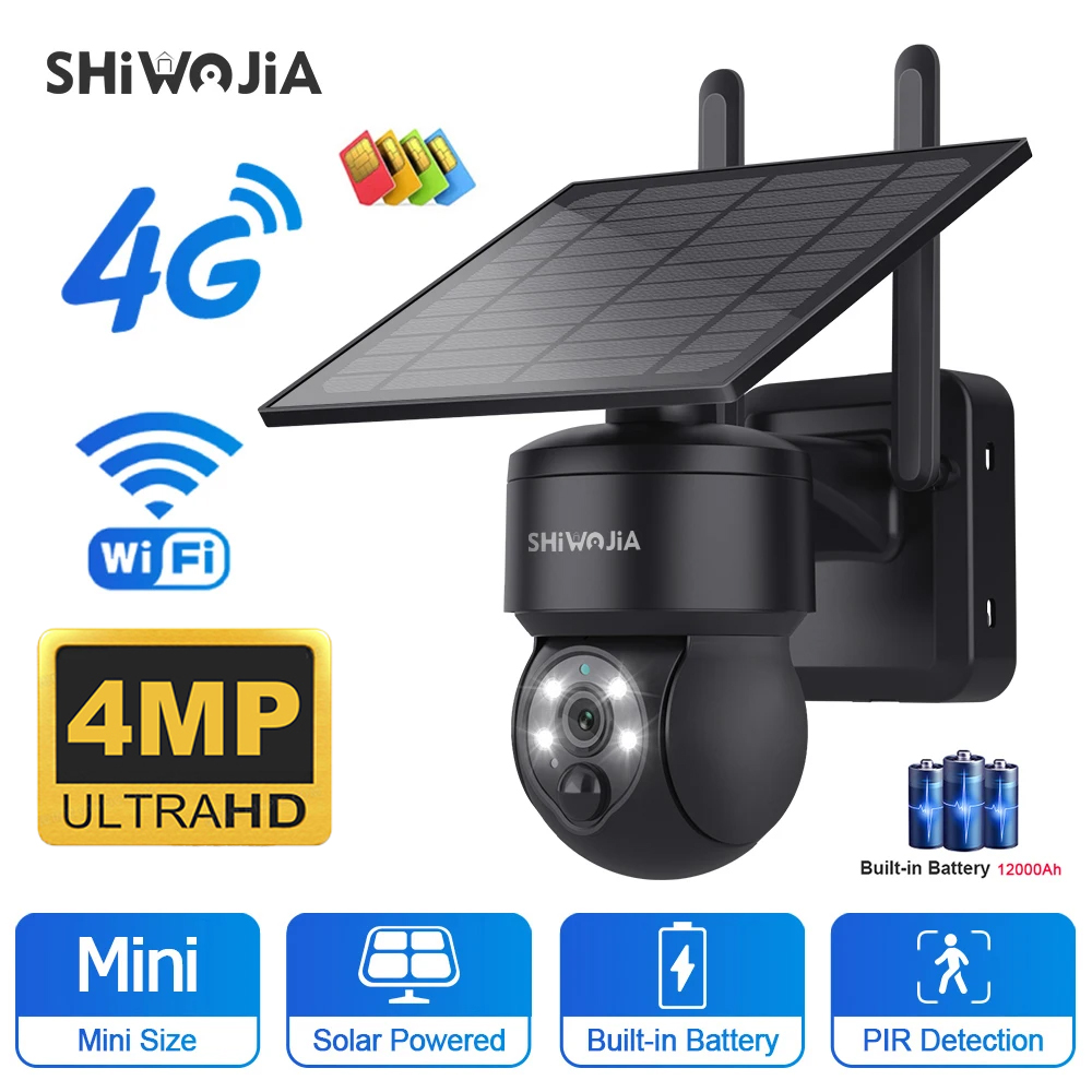 Home Security Panel - SHIWOJIA WIFI Kablosuz PTZ Güneş Kamerası