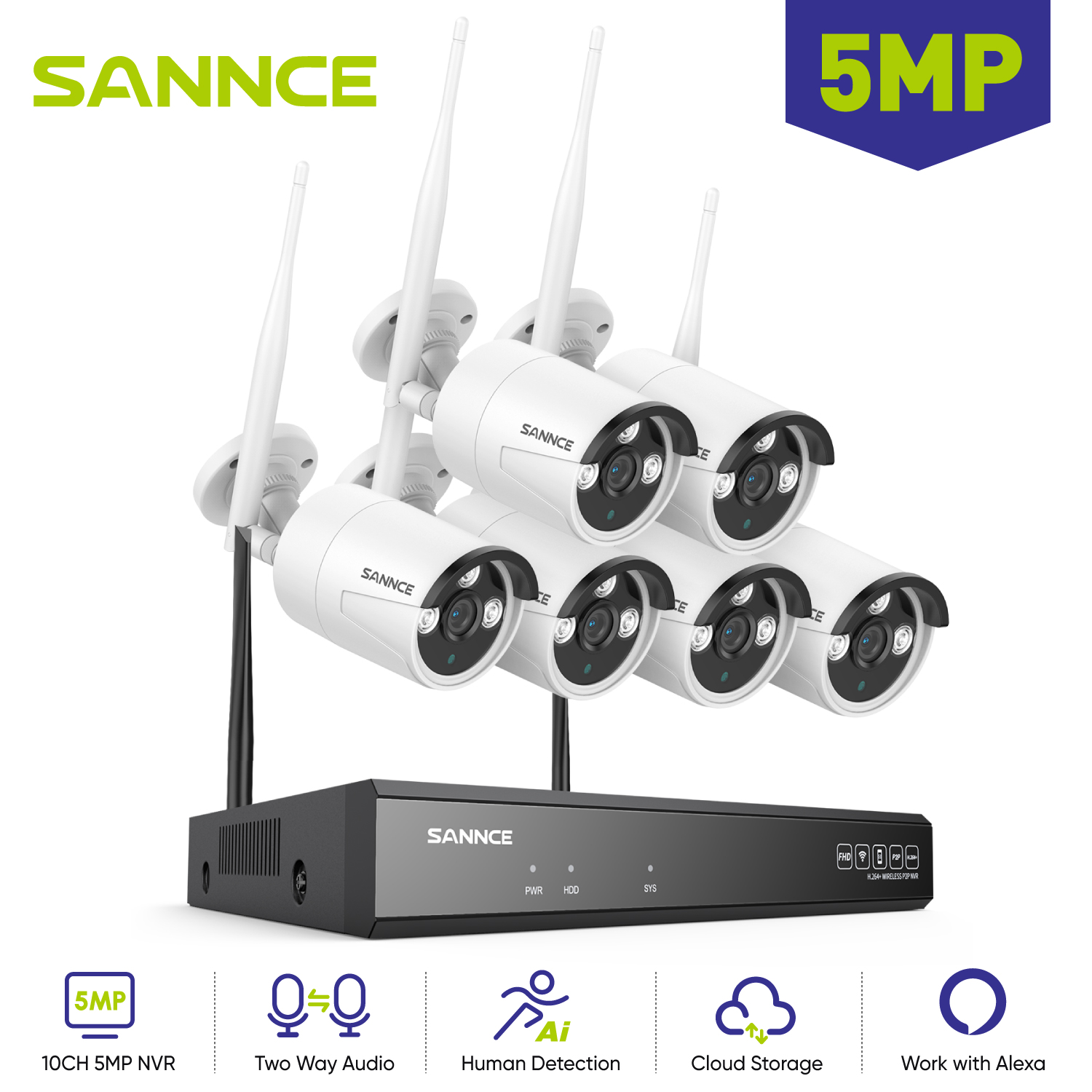 Home Security Panel - SANNCE 6 adet 5MP Wifi kamera