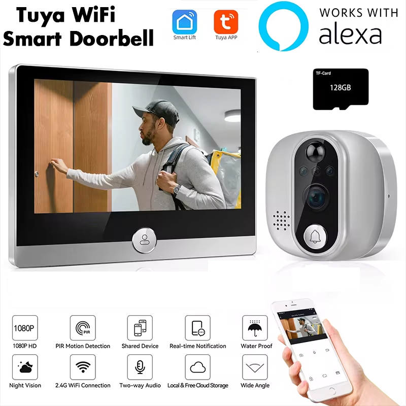 Peephole Camera Viewer - Tuya Video Kapı Zili 1080 P