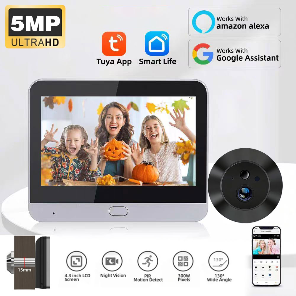 Peephole Camera Viewer - WiFi 2.4Ghz 5MP Tuya Smart Life