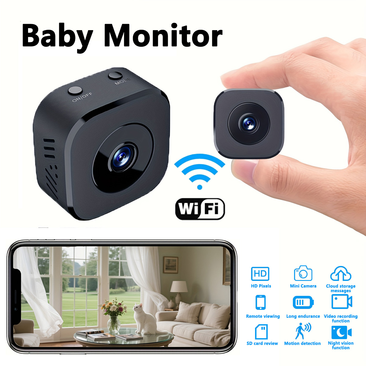 Home Security Panel - 1080P HD Mini WiFi Kamera Kapalı