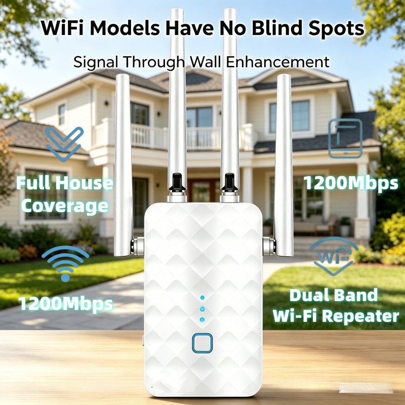Home Security Wireless - 1200Mbps WiFi Tekrarlayıcı Kablosuz 2.4G/5GHz Çift