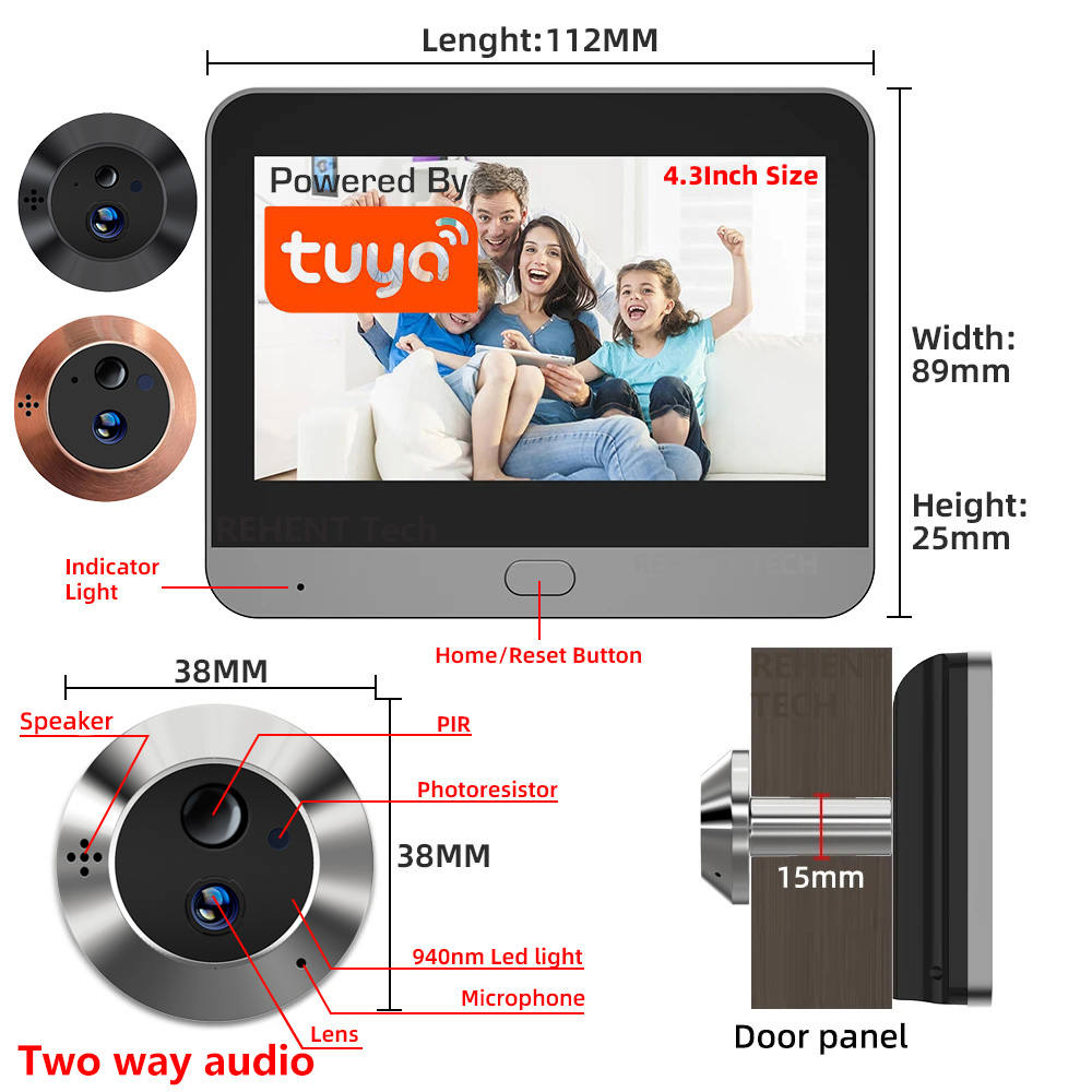Peephole Camera Viewer - Mini Çift Yönlü Sesli 3MP Tuya
