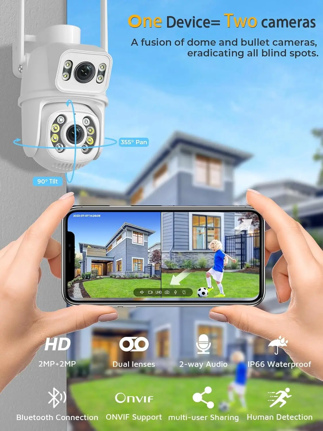 Dış Mekan Çift Lensli 3MP WiFi - Home Security Google Camera incelemesi ve fiyatı