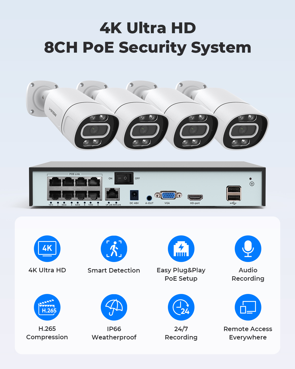 H.View 4K 5Mp 8Mp Poe CCTV Güv - Home Security Brand incelemesi ve fiyatı
